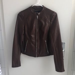 Dark brown express (fake) leather jacket